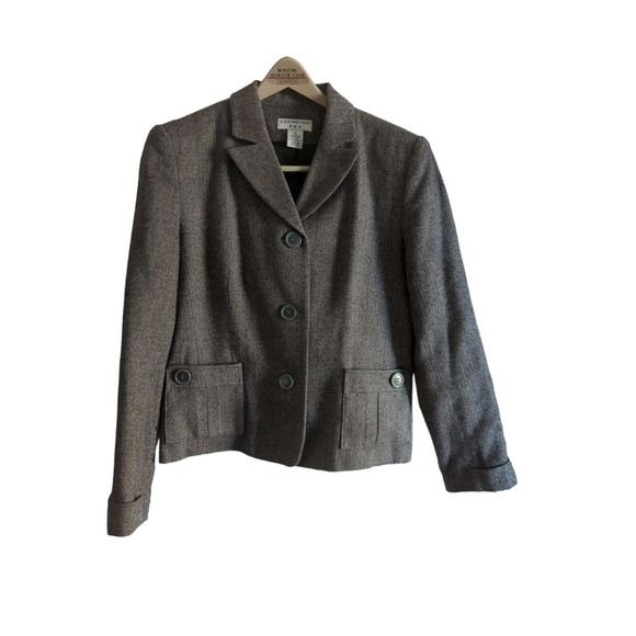 Covington Women's 8 Brown Tweed Wool Blend Blazer Jacket 3 Button classic - Picture 1 of 9